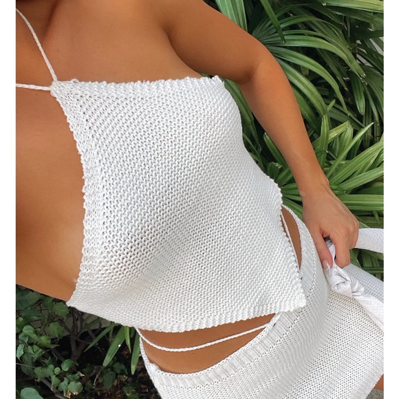 White Fox Boutique Tops - First Class Halter Crop Top